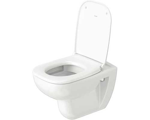 Vas WC suspendat cu spălare adâncă, margine deschisă de spălare și capac de WC