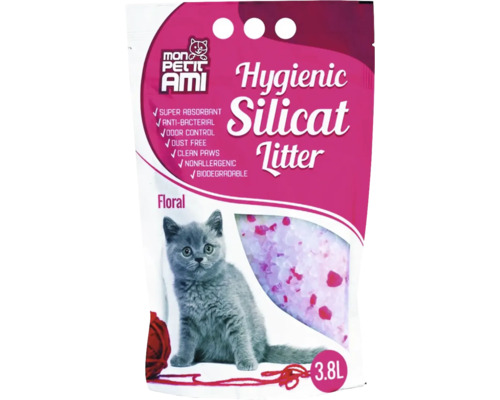 Nisip pisici Mon Petit Ami Silicat Floral 3,8 l Mon Petit Ami Așternut igienic din silicat pentru pisici Floral, pachet de 3,8 litri