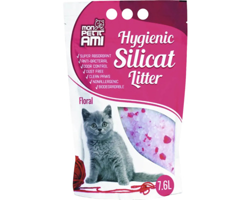 Nisip pisici Mon Petit Ami Silicat Floral 7,6 l Așternut igienic din silicat pentru pisici Mon Petit Ami, pachet de 7.6 litri