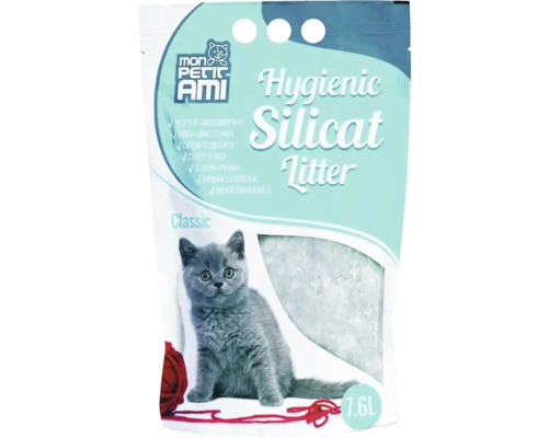 Nisip pisici Mon Petit Ami Silicat antibacterial 7,6 l Așternut igienic pentru pisici din silicat Mon Petit Ami în sac de 7,6 litri