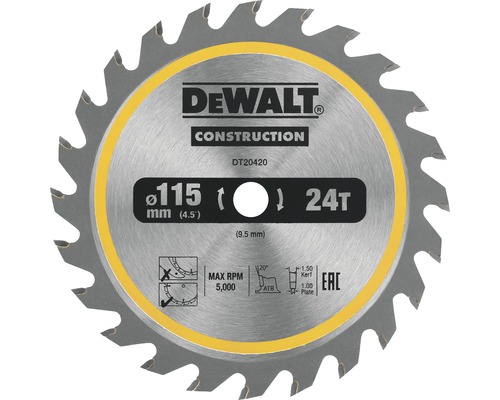 Pânză de ferăstrău DeWalt, diametru 115 mm, 24 de dinți