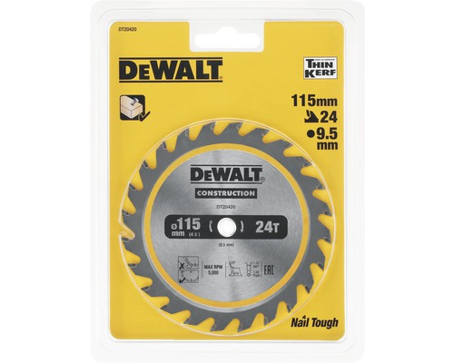 Pânză de ferăstrău DeWalt cu diametrul de 115 milimetri pentru lemn