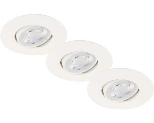 Spoturi LED încastrate Nova Move 5W Ø90 mm, alb, pachet 3 bucăți