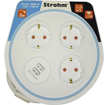 Cablu prelungitor Strohm cu patru prize și două porturi USB