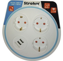 Prelungitor cu patru prize și două porturi USB marca Strohm
