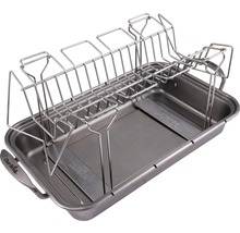 Tigaie grill din oțel inoxidabil cu suport pentru coaste