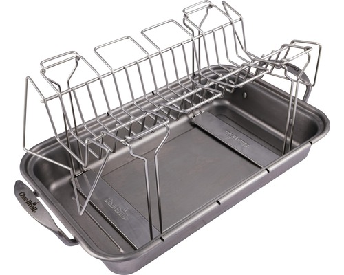 Tigaie grill din oțel inoxidabil cu suport pentru coaste