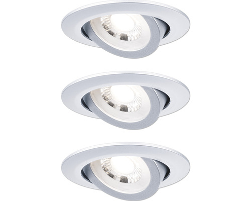 Spot LED încastrat Paulmann EBL 6W 440 lumeni, 3000K, crom mat, pachet 3 bucăți Set de trei spoturi încastrate în tavan
