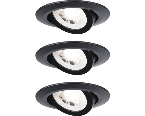 Spot LED încastrat Paulmann EBL 6W 440 lumeni, 3000K, negru, pachet 3 bucăți Trei spoturi încastrate pentru interior
