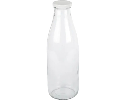 Sticlă pentru lapte cu capac alb 1 l