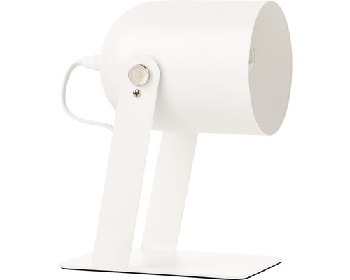 Lampă de masă albă cu bază metalică