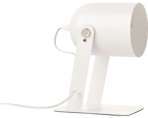 Lampă de masă albă cu abajur și cablu