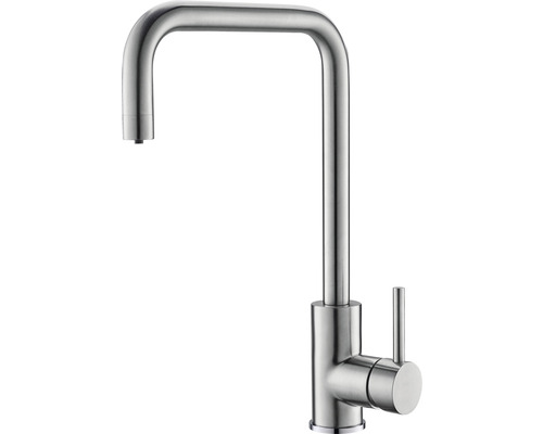 Baterie bucătărie funcție filtrare ALVEUS Dual, pipă înaltă, inox satinat Baterie de bucătărie din metal
