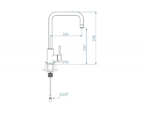 Desen tehnic al unei baterii de apă cu dimensiuni
