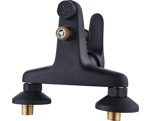 Baterie de baie neagră, montată pe perete, cu racord pentru duș