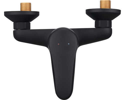 Baterie neagră de perete cu manetă și racorduri filetate