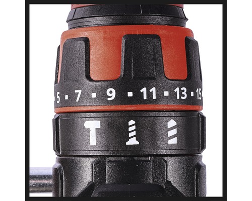 Vizualizare detaliată a unei mașini de găurit cu reglarea cuplului și selectorul de funcții