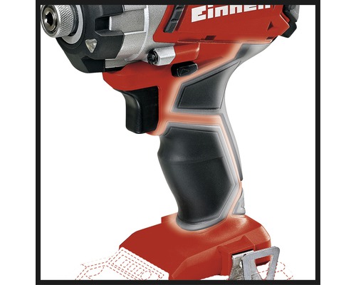 Vizualizare detaliată a mânerului unei șurubelnițe cu impact cu acumulator Einhell