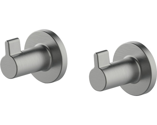 Cuier baie Lenz Sivo, 1 agățătoare, montaj pe perete, grafit mat, set 2 bucăți Două cârlige metalice pentru haine pentru montare pe perete