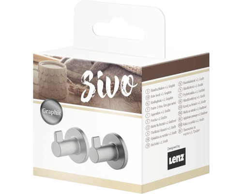 Pachet cu două cârlige de prosop, culoarea grafit