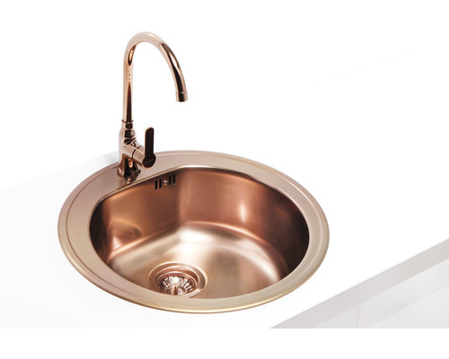 Baterie de chiuvetă și chiuvetă rotundă din oțel inoxidabil