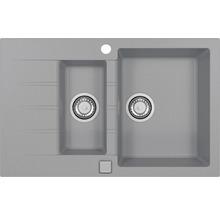 Chiuvetă bucătărie granital cu 2 cuve ALVEUS Cadit 70, 79x50 cm, cu picurător, Concrete