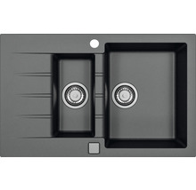 Chiuvetă bucătărie granital cu 2 cuve ALVEUS Cadit 70, 79x50 cm, cu picurător, Carbon
