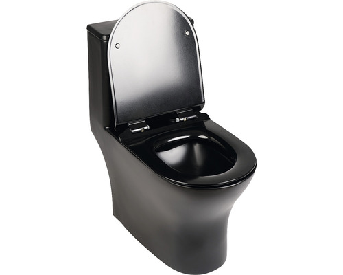 Set vas WC rimless pe pardoseală, incl. rezervor și capac WC soft close, negru mat A8618B