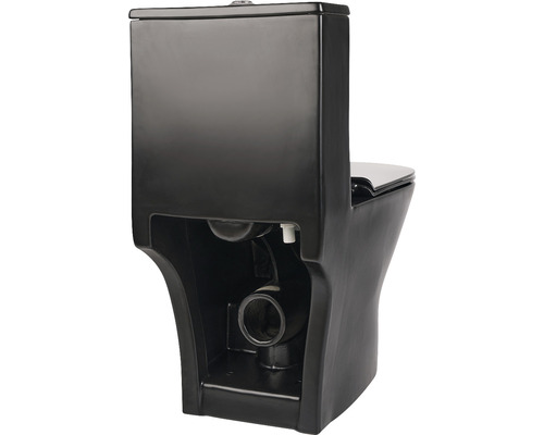 Toaletă neagră de podea cu rezervor