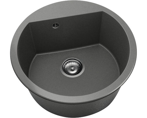 Chiuvetă bucătărie fatgranit 1 cuvă FAT Avangard 223 Ø51 cm fără picurător Basalt Chiuvetă rotundă de bucătărie cu armătură de scurgere