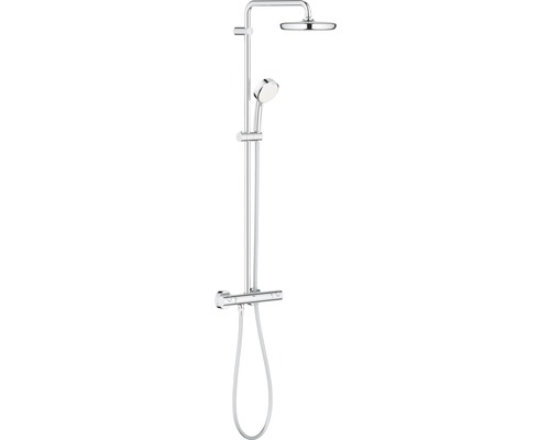 Sistem de duș cu termostat Grohe Cosmopolitan Tempesta 210, duș fix Tempesta 210, pară duș 2 funcții, crom