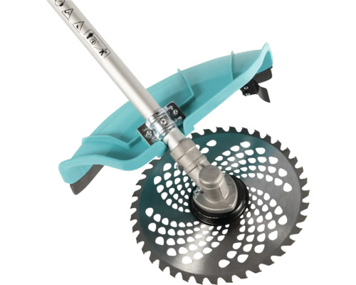 Motocoasă cu dispozitiv de protecție și disc circular