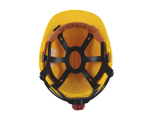 Cască de construcție galbenă cu interior