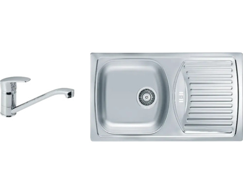 Pachet chiuvetă bucătărie inox Alveus Basic 150 Satin, picurător pe dreapta + baterie Milena Pachet chiuvetă bucătărie inox Alveus Basic 150 Satin, picurător pe dreapta + baterie Milena