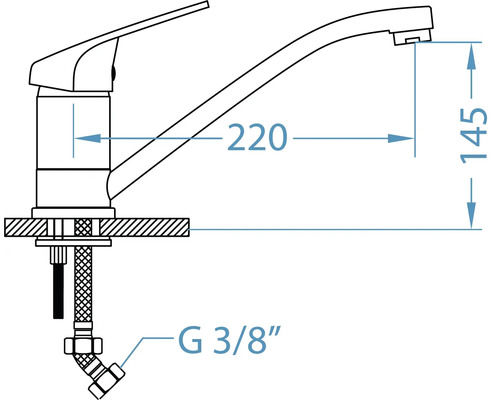 Desen al unui robinet cu dimensiuni