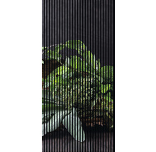 Plantă cu frunze verzi în spatele unor dungi negre