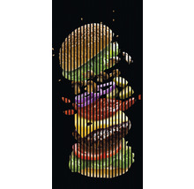 Vizualizare explodată a unui hamburger cu diverse ingrediente