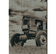 Grafică cu un tractor acoperit cu linii verticale
