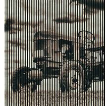 Imagine a unui tractor în spatele unor linii verticale