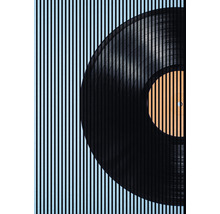 Tablou decorativ de perete cu motiv de disc de vinil și model cu dungi