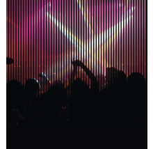 Mulțime de oameni la un concert cu iluminare scenică