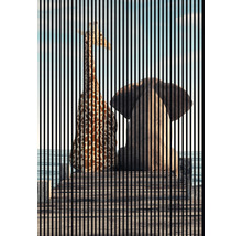 Imagine decorativă a unei girafe și a unui elefant cu efect în dungi