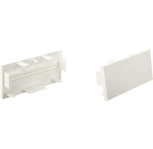 Două capace terminale dreptunghiulare albe din plastic