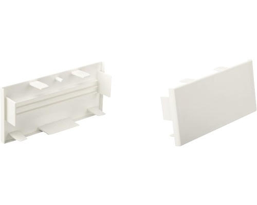 Două capace terminale dreptunghiulare albe din plastic