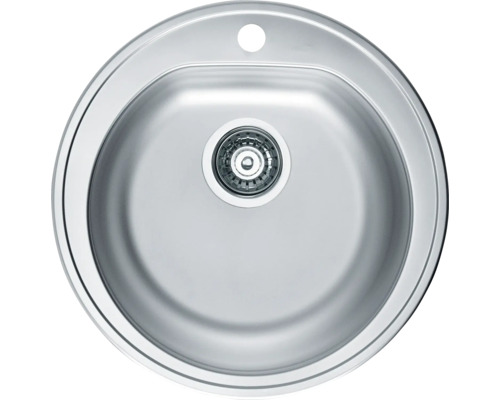 Chiuvetă rotundă din oțel inoxidabil cu scurgere și orificiu pentru robinet