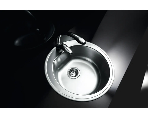 Chiuvetă rotundă din oțel inoxidabil cu robinet