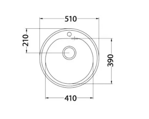 Desen tehnic al unei chiuvete rotunde cu dimensiuni