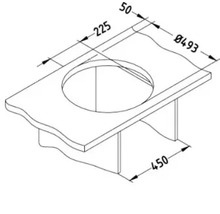 Desen cu dimensiunile unui dulap de bază pentru lavoar
