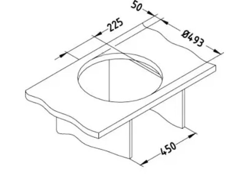 Desen cu dimensiunile unui dulap de bază pentru lavoar