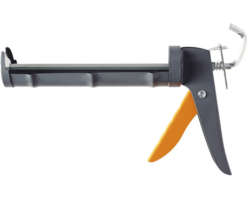 Pistol pentru silicon PRECIT metalic semideschis cu mâner portocaliu